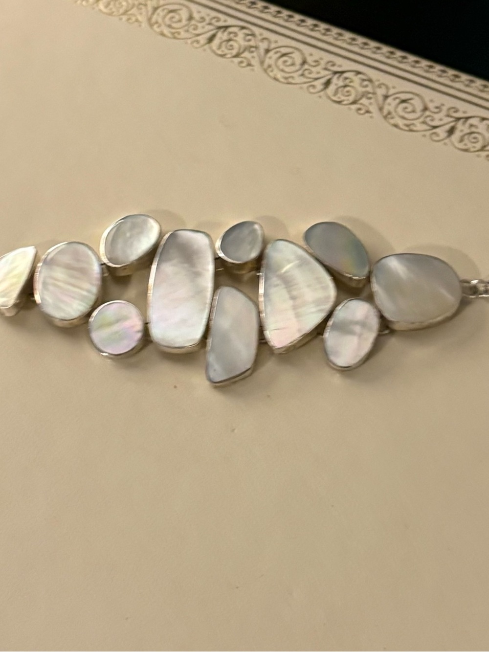Mother-of-Pearl Multi-Stone Sterling Silver Bracelet - White Iridescent